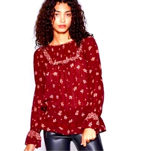 Joie Adrielle Silk Floral Ruffled Blouse Sz S - Picture 5 of 7